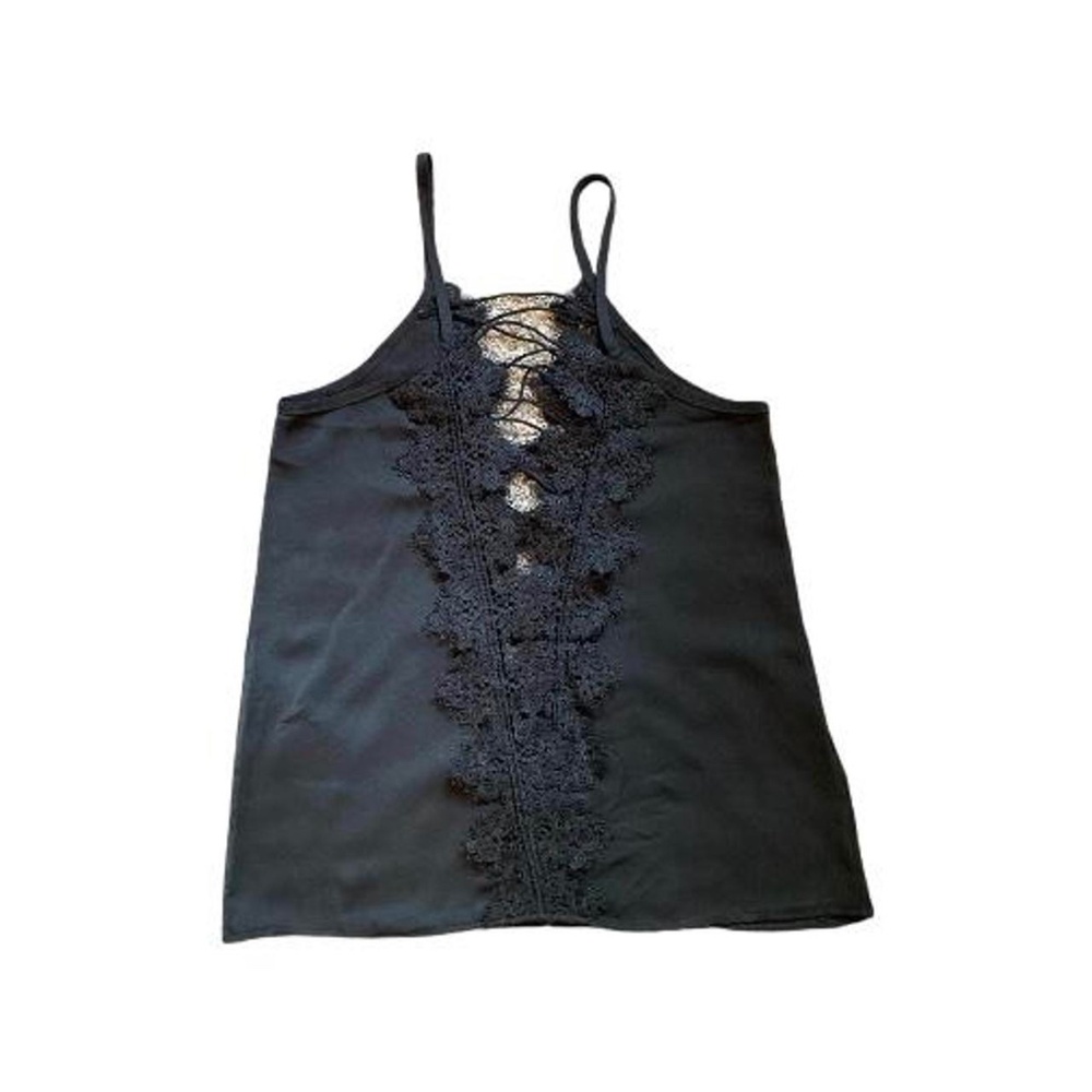 Black Lace Up Lace Cami